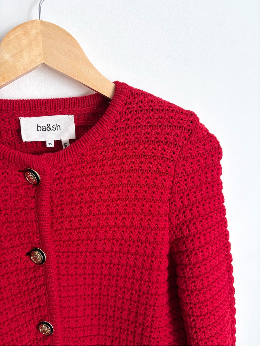ba&sh - Gaspard Red Textured Cardigan - NWOT - XS - Picture 7 of 15